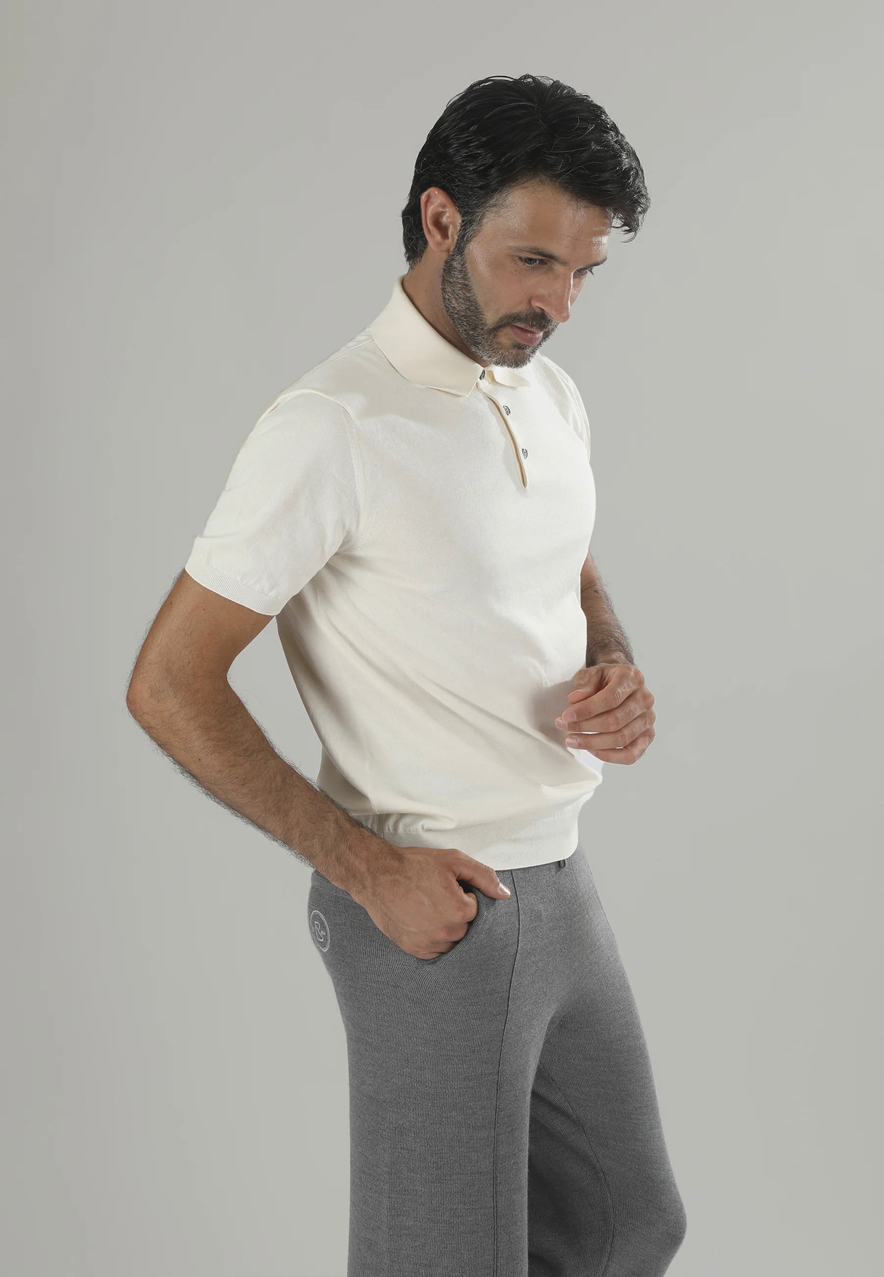 BRERA Polo maglia uomo ecrù