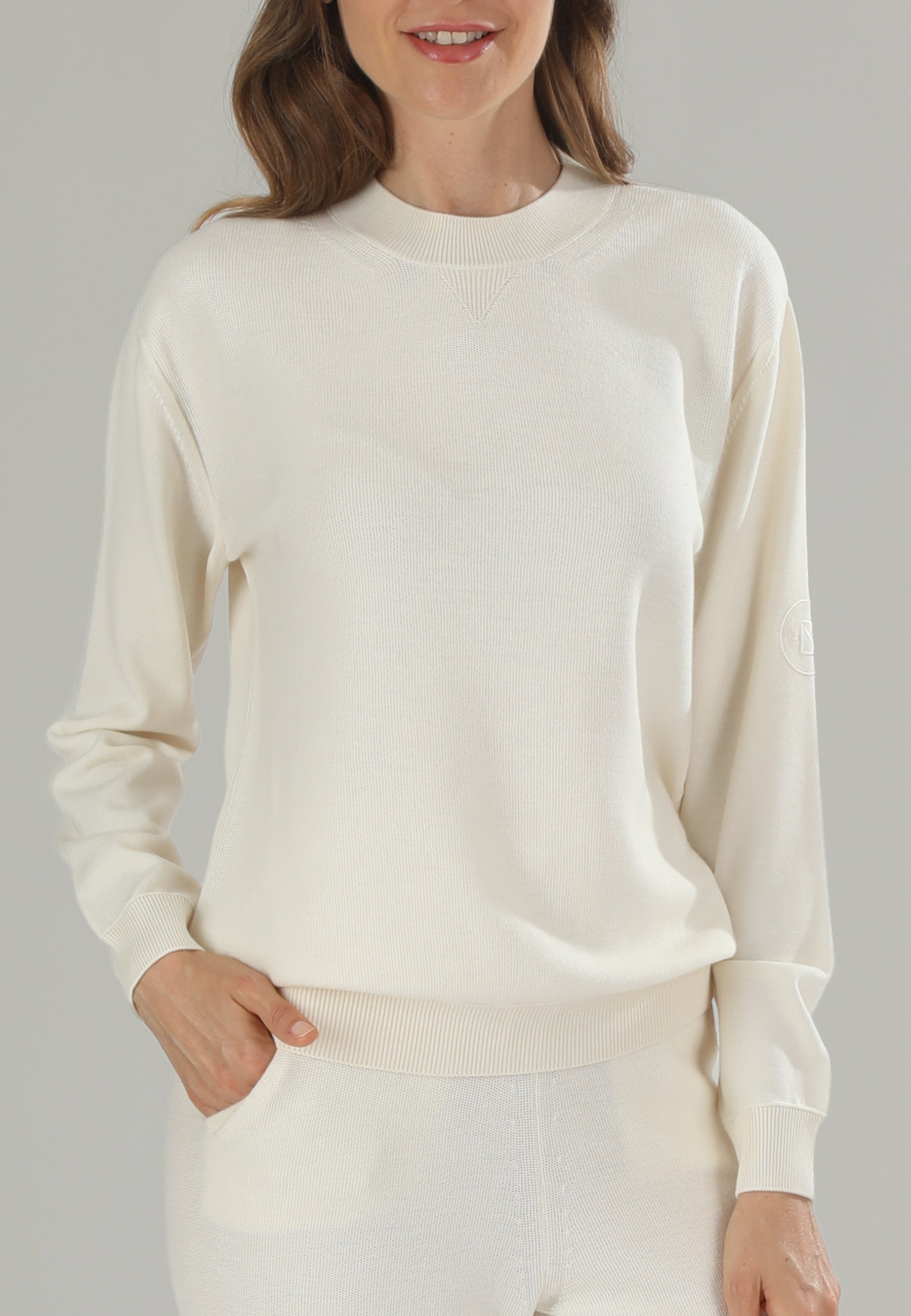 1884 Felpa in maglia donna ecrù