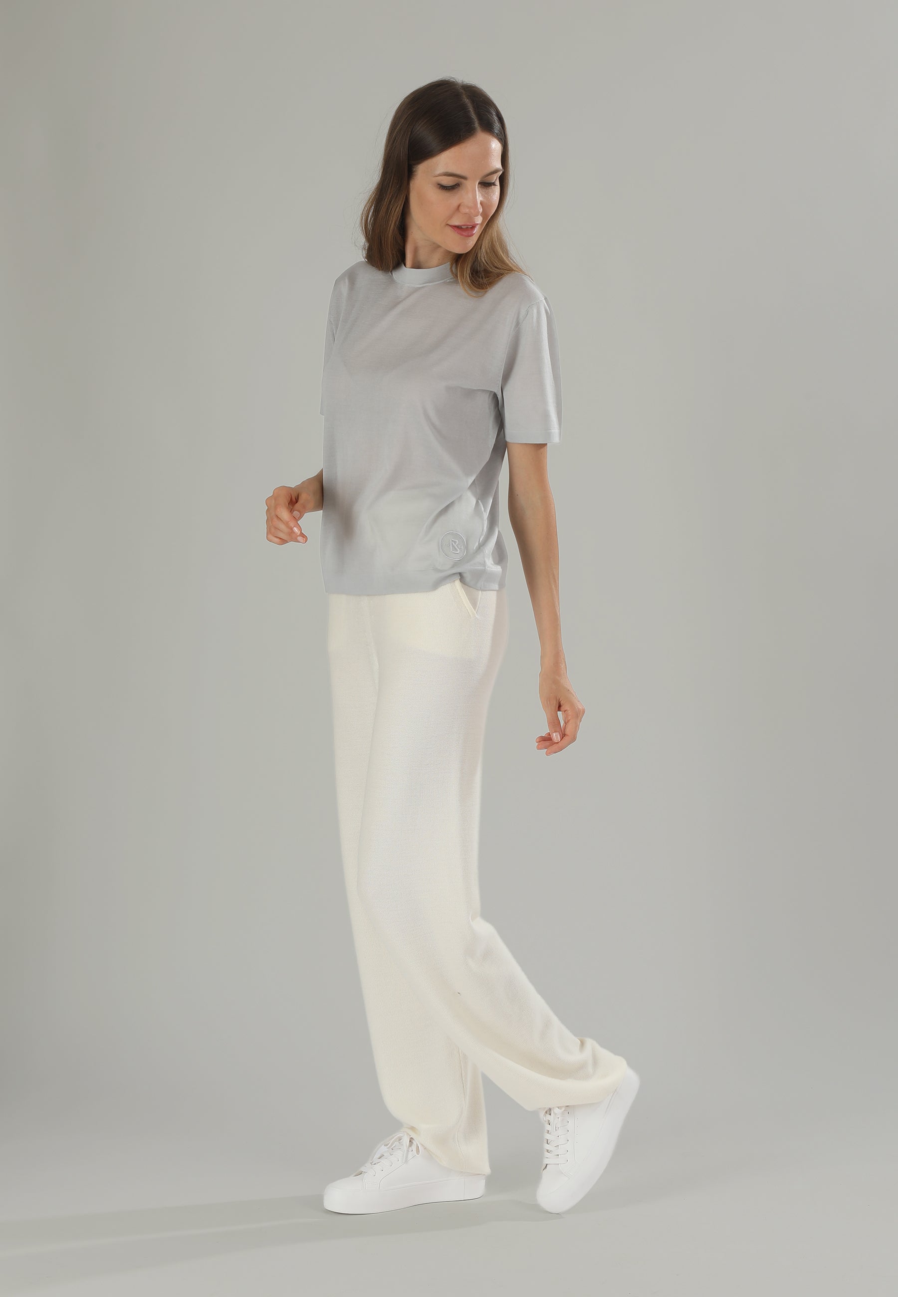 Nuvola T-shirt seta donna perla