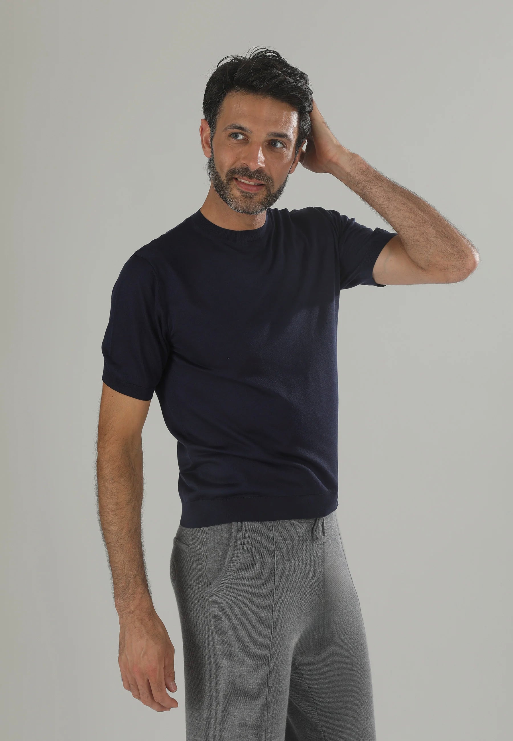 Nuvola T-shirt seta uomo blu